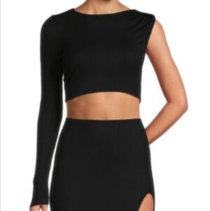 Area Stars Jacqui Solid Black Crop Top, Women's Size Medium
